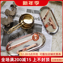 W1962 export Europe Nordic style ins tide rose Golden long tail clip coffee measuring spoon sealing book clip