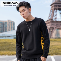 no1dara crew neck sweater mens spring Korean version of the national tide contrast color printing line sweater trend student sweater