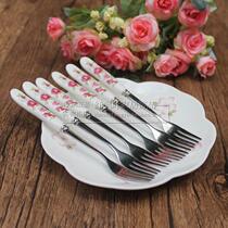 Korean fruit fork set creative cute home pastoral stainless steel fruit sign fruit stick cake fork coffee spoon