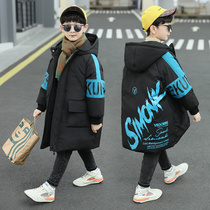 Boy Clothing Boy Cotton Clothing 2021 New Thickened Jacket CUHK Tong Winter Clothing Cotton Padded Jacket Children Mid-Length Down Cotton Clot