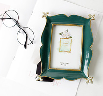 American retro green photo frame European creative 6 7 inch resin photo frame table custom home decorations