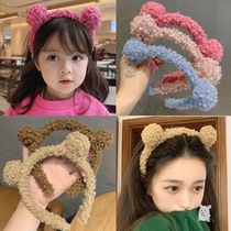 Hair ku girls Net Red childrens hair hoop cute super cute 2020 new Korean plush selling cute bear head hoop
