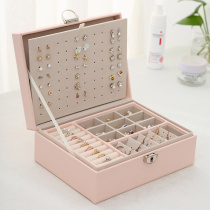 Large capacity double layer with lock jewelry box Princess storage box exquisite necklace earring earrings jewelry box