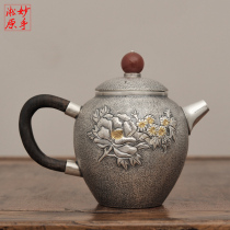 Wonderful hand Songyuan handmade hand-made 9999 silver pot Sterling silver Kung Fu tea kettle Silver Teapot Japanese-style urgent whisker