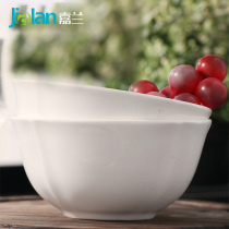 Jialan pure white bone china bowl Household rice bowl soup bowl Noodle bowl Creative tableware Simple porcelain can be customized LOGO