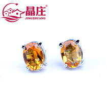 Gift certificate natural amethyst studs 925 silver citrine simple temperament summer fresh fashion small ear ornaments
