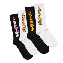Socks and stockings trendy ins trendy brand street socks cool men flame printing spring and summer fashion basketball socks High Street