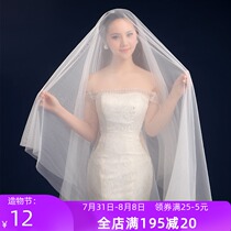 New Korean solid color cover-up bride wedding wedding soft veil 3 meters veil ultra-long trailing veil