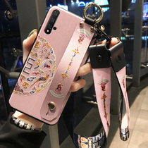 Huawei nova5pro mobile phone shell female Huawei nova5i Chinese style auspicious wristband glory 20 Silicone all-wrapped edge drop protection 20pro personality creative glory v20 20i simple