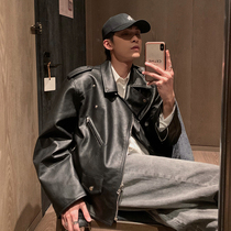 Hualun Chunqiu handsome jacket jacket mens tide Korean version of the light cooked style boys clothes with handsome motorcycle leather jacket