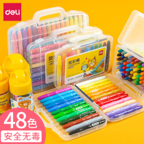 Delei water soluble rotating oil painting stick crayon 24 color washable children colorful stick kindergarten baby color brush set 12 color art painting paint stick safe non-toxic painting color pen