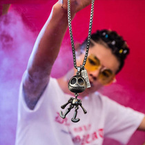 Alien trampoline atmosphere Group personality European and American Tide products single clothes hanging ornaments couple men and women chain titanium steel necklace