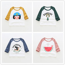 Special price Childrens dress Long sleeves T-shirt pure cotton male and female child beating bottom shirt autumn clothes new baby cartoon round collar blouses