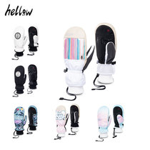 2021HELLOW Korean ski gloves single and double board men and women waterproof and warm inner finger card bag lanyard hand stuffy