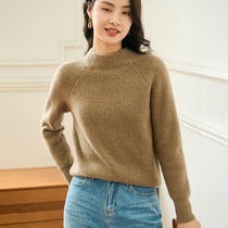 Autumn and winter women semi-high collar cashmere sweater short pullover sweater knitted base knitted woolen sweater thickened slim