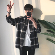 Tide brand plaid shirt mens 2020 spring and autumn new Korean loose all-match shirt long-sleeved thin jacket