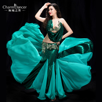 The city dance 2018 new belly dance performance costume female green hip fishtail skirt costume YC039