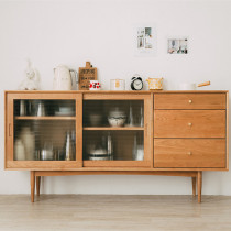 Nordic solid wood sideboard simple modern locker restaurant cabinet glass tea cabinet display cabinet meal storage cabinet