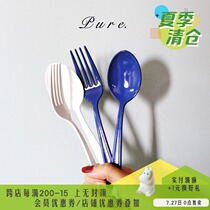 Japan imported Feng enamel enamel spoon fork Vintage meal spoon Western fork Japanese household rice spoon spoon steak fork