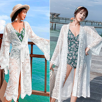 Embroidery loose casual blouse Bikini outer cover womens summer coat Seaside beach resort spa coat