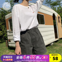 yoe shorts womens summer loose casual pants straight thin thin Joker waist pants high waist