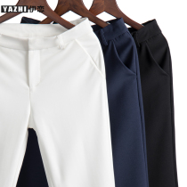 2019 spring and autumn new suit pants womens nine-point pants straight tube high waist small suit pants loose cigarette tube pants professional suit pants