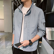Mens coat 2021 spring new Korean trend handsome stand collar thin jacket spring and autumn denim coat men