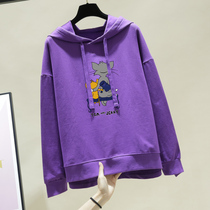 2022 new large size girl student early spring sweatshirt fat sister 200kg Korean style loose skinny coat women trendy