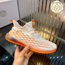 2021 New Breathable Mens Shoes Web Face Shoes Wave Shoes Fly Weave White Orange Casual Shoes Full of Star Coconut Sports Running Shoes