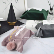 Nordic minimalist embroidery gold velvet tissue drawing paper set living room car bedroom tissue box decorations ins style
