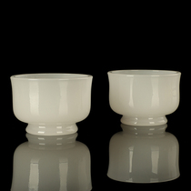 Taiwan ancient law Jade white glazed glass for water cup for water cup in front of the Buddha Guanyin for the bowl of Buddhas holy water Cup