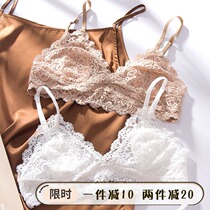 Lace French triangle cup underwear ultra-thin chest summer thin bra sexy no chest pad anti-bump no steel ring