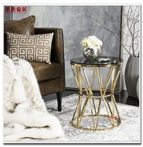 Metal Stainless Steel Round Edge Mirror Titanium Imitation Scratch Tempered Glass Sofa Home Small Tea Table