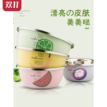 Special basin for washing bottle stainless steel basin set cartoon thickened household kitchen and noodle soup basin rice basin washing vegetable L