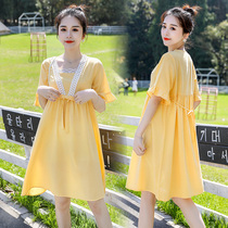 Pregnant woman summer dress 2022 new small fresh summer medium long style out of fashion Pregnant Breastfeeding Dress Summer