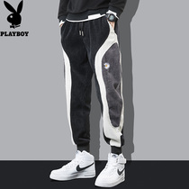 Playboy flagship corduroy casual pants mens spring tide brand ins loose ruffian handsome beam foot tooling trousers