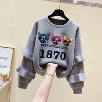Brand discount store shopping mall counter withdrawal cabinet cut mark Womens tail cargo clearance heavy industry cartoon printing pullover clothes female