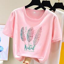 Large-size short-sleeved T-shirt womens loose short-dressed literary good-looking adults wearing French breathable lazy style work