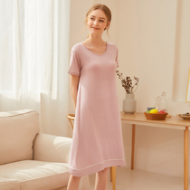 Sleepwear with chest cushion Sleeping Skirt Woman Short Sleeve Wearing Bra Cups Integral Extractable With Loose Thin and Large Size Home Sleeping Skirt Summer