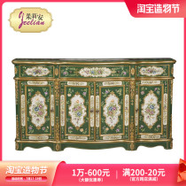 European luxury hand-painted 1 7 meters green entrance cabinet locker four-door decorative cabinet Villa model room furniture