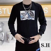 2021 autumn and winter mens sweater hot diamond slim personality casual long sleeve T-shirt with the bottom set inside pullover tide card top