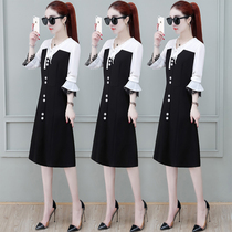 New dress women 2021 pop spring temperament long sleeve spring fashion skirt Taiwan stitching waist slim