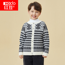 Red Bean Children Cardiovert Sweater Sweater Boy Girl Autumn Clothing Foreign Air Needle Weaselwear CUHK Childrens Jersey Baby Neutral Coat