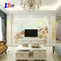 European floating stone film and television wall TV background wall Tile living room duplex villa Roman column whole wall panel