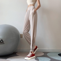 Fitness pants womens 2021 summer thin section loose drawstring foot closure quick-drying yoga pants running casual sports pants women
