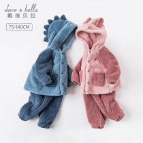 David Bella Childrens Homewear Boys girls Pajamas Winter Clothes Warm Cartoon Baby Set Cute
