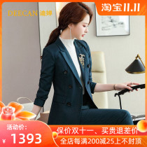 Advanced sense stripe professional suit female 2021 autumn and winter New Korean version of thin office workers white collar work suit