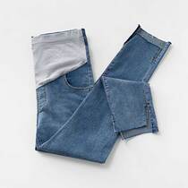Pregnant women pants Spring and Autumn wear trousers fashion hole pregnant women jeans autumn small feet nine-point straight tube belly pants