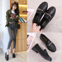 British style small leather shoes autumn flat shoes 2020 autumn and winter new autumn shoes single shoes Korean version of the wild bean bean shoes womens shoes