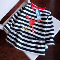 8832122 Pure cotton striped skirt Girl baby spring and autumn base shirt Giraffe T-shirt 19 11 21
